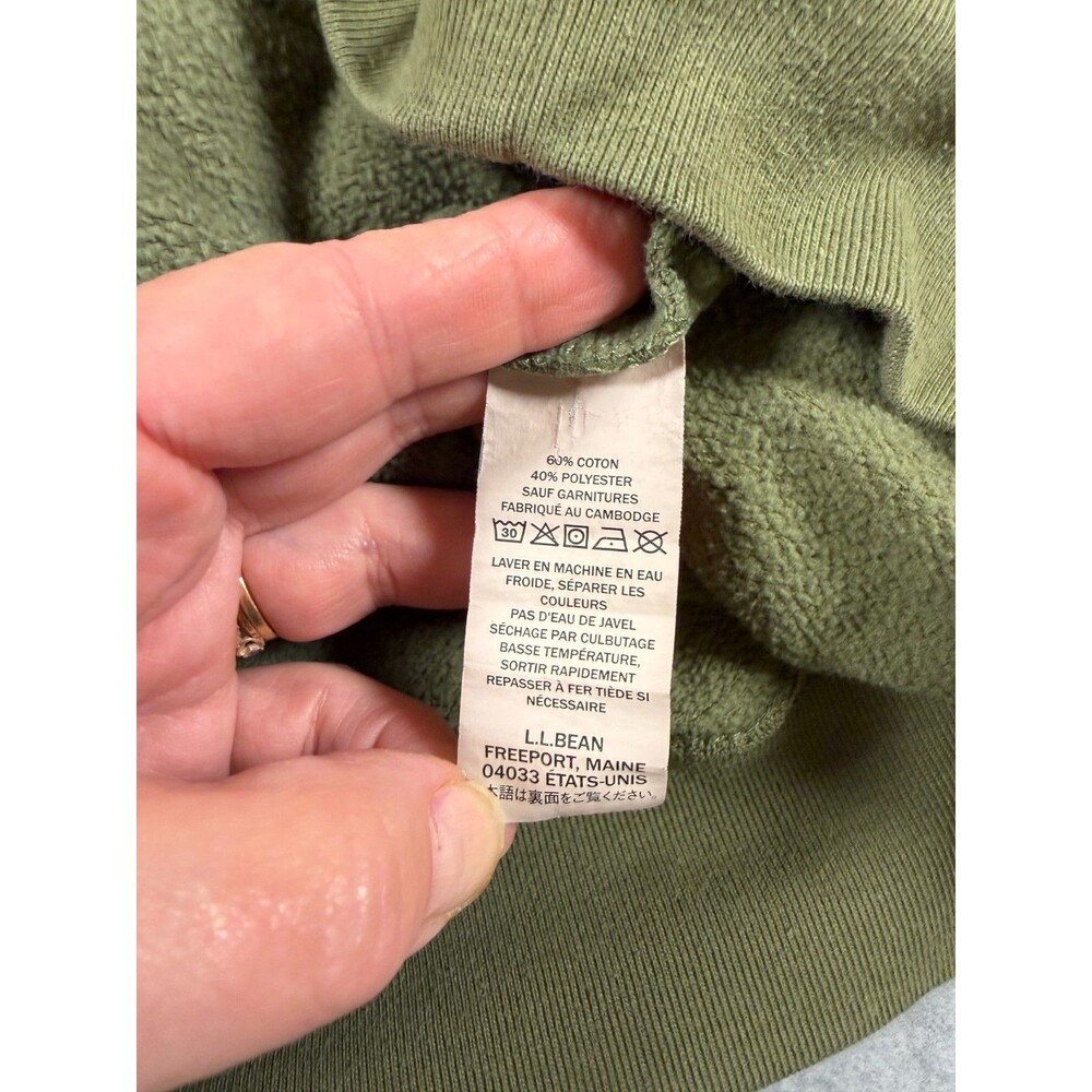 LLBean Olive Hoodie Sweatshirt Since 1912 Pullover Hooded Fleece Small SKU135 - Picture 6 of 9